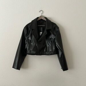 Princess polly faux leather Moto jacket oversized vegan NWT